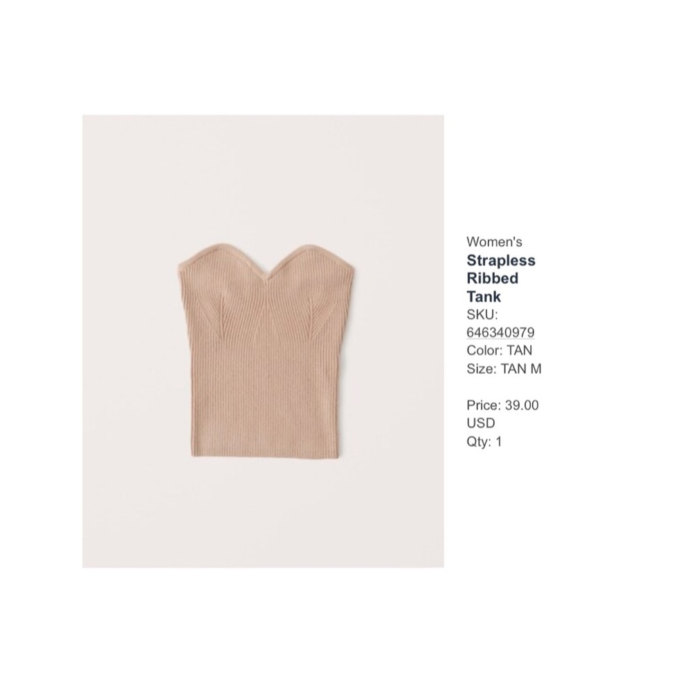 Abercrombie & Fitch Strapless Ribbed Tank